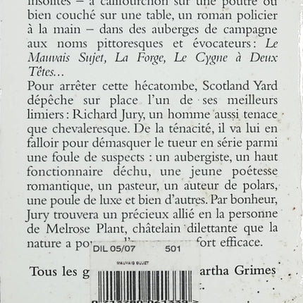 Le Mauvais Sujet – Martha Grimes – Roman policier britannique et enquête à suspense - Livre