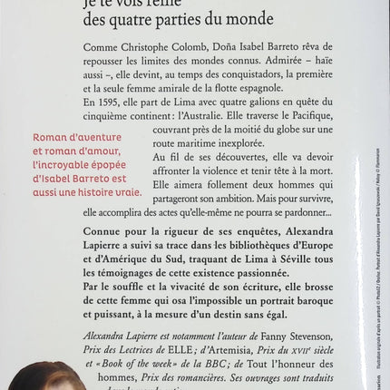 Je te vois reine des quatre parties du monde – Alexandra Lapierre – roman historique aventure conquistadors océan Pacifique - Livre