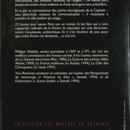 23 heures pour sauver Paris – Philippe Madelin, Yves Ramonet – thriller catastrophe et suspense militaire - Livre