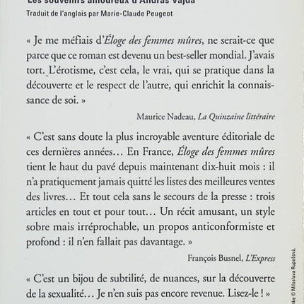 Éloge des femmes mûres – Stephen Vizinczey – Roman initiatique et souvenirs amoureux d’András Vajda - Livre