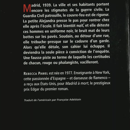 Madrid à mort – Rebecca Pawel – Roman policier historique en Espagne franquiste sur enquête, guerre et répression - Livre