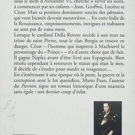 Le sang des Borgia – Mario Puzo – Roman historique Renaissance Italie pouvoir trahisons famille Borgia - Livre