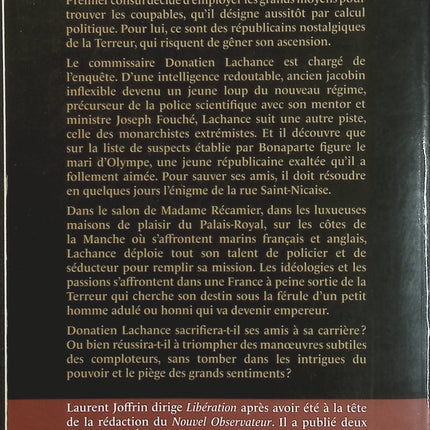 L'Énigme de la rue Saint-Nicaise - Les aventures de Donatien Lachance, détective de Napoléon - Laurent Joffrin - Roman policier historique occasion - Livre