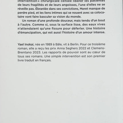 Une simple intervention – Yael Inokai – roman contemporain hôpital éthique médicale psychologie - Livre