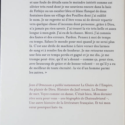 Qu'ai-je donc fait – Jean d'Ormesson – Roman autobiographique sur vie, souvenirs et réflexion philosophique - livre