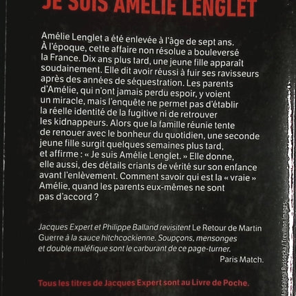 Je suis Amélie Lenglet Jacques Expert et Philippe Balland enquête criminelle captivante - Livre