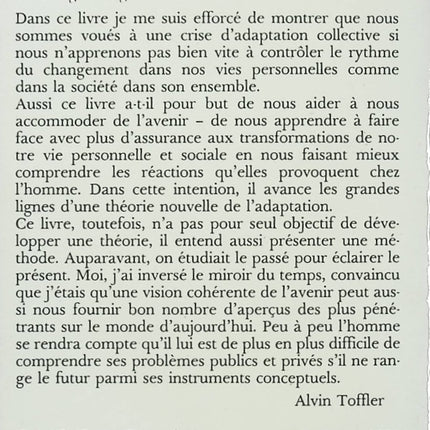 Le Choc du futur – Alvin Toffler – essai société technologie anticipation occasion - Livre