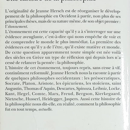 L’étonnement philosophique – Histoire et réflexion philosophique de Jeanne Hersch - livre