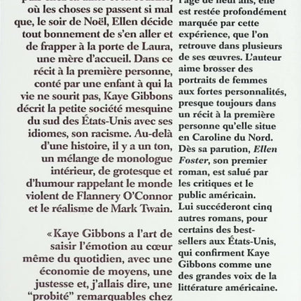 Ellen Foster – Roman contemporain et portrait initiatique de Kaye Gibbons - livre