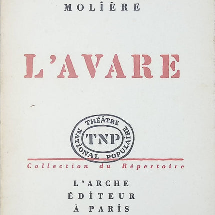 L'avare - L'Arche Collection Du Répertoire Théâtre National Populaire - Molière - livre