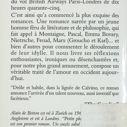 Petite philosophie de l'amour - Alain de Botton - livre