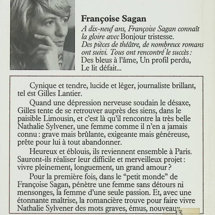 Un Peu de Soleil dans l’Eau Froide livre adulte Françoise Sagan roman contemporain drame et relations amoureuses - Livre