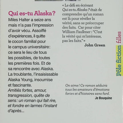 Qui es-tu Alaska ? livre adolescent John Green roman contemporain drame et émotions lycée - Livre