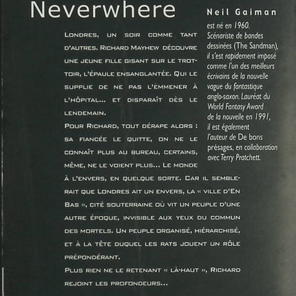 Neverwhere - Neil Gaiman - livre