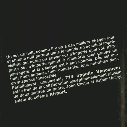 714 appelle Vancouver – Arthur Hailey & John Castle – roman policier et suspense international Livre d’occasion  - livre