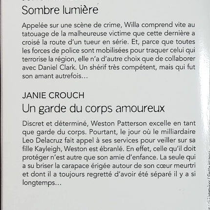 Sombre lumière - Un garde du corps amoureux - Juno Rushdan - Janie Crouch - Black Rose - Romance suspense - Enquête - Tueur en série - Meurtre - Danger - Protection - Secrets - Livre