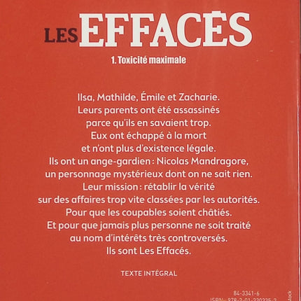 Les Effacés Tome 1 – Toxicité maximale Bertrand Puard – Roman policier jeunesse, thriller à suspense, enquête secrète et aventure pour adolescents - Livre