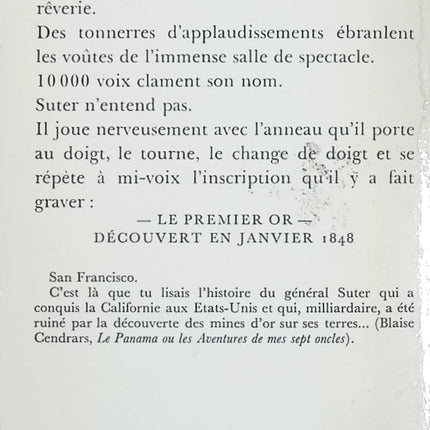 L’Or – Blaise Cendrars : roman d’aventure inspiré de la ruée vers l’or en Californie et du destin du général Suter - Livre