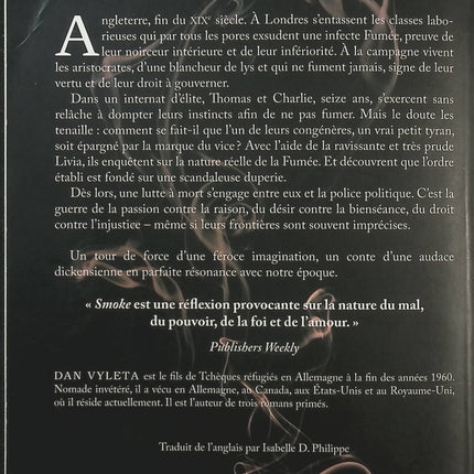 Smoke – Dan Vyleta – Roman fantastique dystopique dans une Angleterre victorienne où la fumée révèle les péchés - Livre