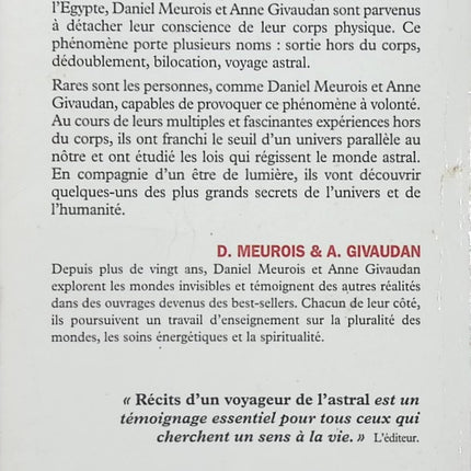 Récits d’un Voyageur de l’Astral – Anne Givaudan et Daniel Meurois | Expériences hors du corps, voyage astral et spiritualité - Livre