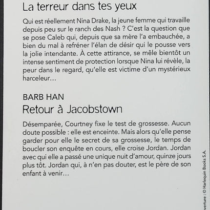 La terreur dans tes yeux - Retour à Jacobstown | Romance suspense thriller Black Rose Harlequin - Livre