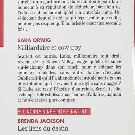 Le jeu de la séduction ; Milliardaire et cow-boy ; Les liens du destin – Christine Rimmer, Sara Orwig et Brenda Jackson, triple romance Harlequin entre passion, séduction et destin amoureux - Livre