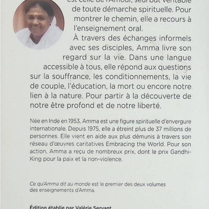 Ce qu’Amma dit au monde – Mata Amritanandamayi : enseignements spirituels sur l’amour, la compassion et la sagesse intérieure - Livre