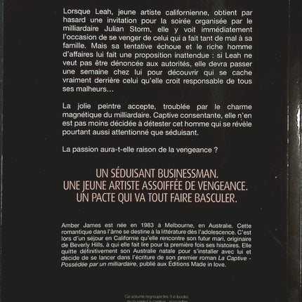 La captive – Possédée par un milliardaire, tome 1 – Amber James, romance érotique contemporaine entre pouvoir, désir et relation tumultueuse - Livre
