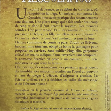Aesculapius – Tome 1 – Andrea H. Japp – Roman policier historique, médecine médiévale et enquête mystérieuse - Livre