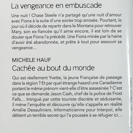 La vengeance en embuscade - Cachée au bout du monde - B.J. Daniels - Michele Hauf - Black Rose - Romance suspense - Enquête - Meurtre - Danger - Vengeance - Secrets - Protection - Livre