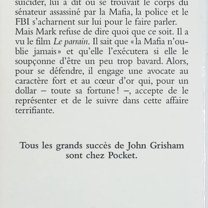 Le Client – John Grisham : thriller judiciaire à suspense entre mafia, secrets criminels et bataille juridique - Livre