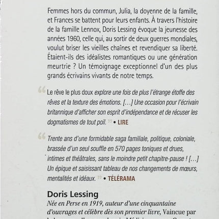 Le rêve le plus doux – Doris Lessing – Roman contemporain drame familial Afrique mémoire émancipation féminine - Livre