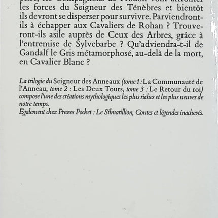 Le Seigneur des Anneaux Tome 2 – Les Deux Tours – J.R.R. Tolkien – Pocket – Fantasy - Livre