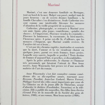 Marimé – Anne Wiazemsky – Roman autobiographique et littérature française contemporaine - Livre