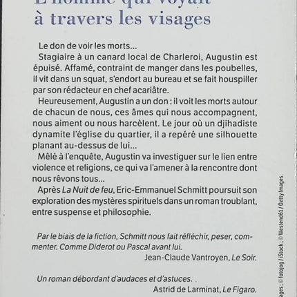 L’Homme qui voyait à travers les visages – Éric-Emmanuel Schmitt – Roman suspense, spiritualité et religion – Livre d’occasion - Livre