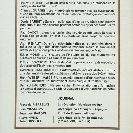 Pouvoirs – Revue française d’études constitutionnelles et politiques n°39 – Mai 68 – dossier politique et analyse historique - Livre