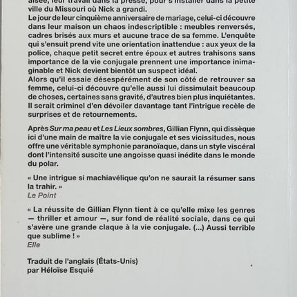 Les Apparences – Gillian Flynn – Thriller psychologique manipulation et disparition - Livre