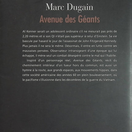 Avenue des Géants - Marc Dugain - Roman psychologique inspiré d'un célèbre tueur en série américain - Livre