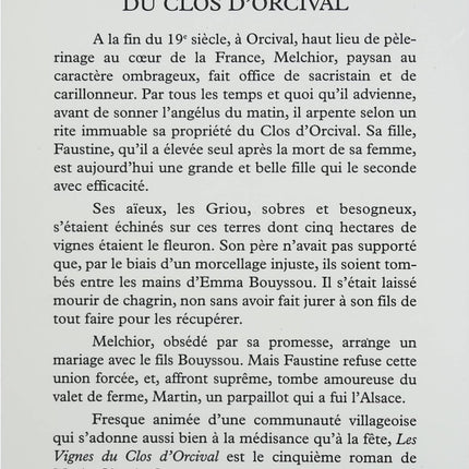 Les Vignes du Clos d’Orcival – Marie-Claude Gay – Roman du terroir et saga paysanne en Auvergne - Livre