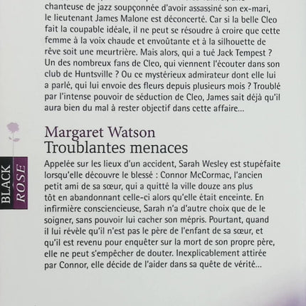 Un mystérieux admirateur, Troublantes menaces – Linda Winstead Jones, Margaret Watson – Black rose romance, suspense et danger - Livre