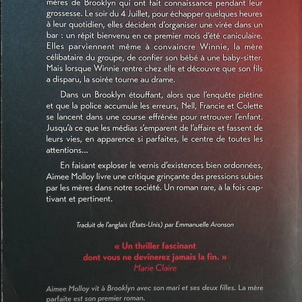 La Mère parfaite – Aimée Molloy | Thriller psychologique, disparition d'enfant, secrets et suspense - Livre