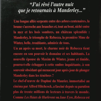 Rebecca - Daphné du Maurier - Roman gothique - Suspense - Manderley - Mystère - Amour - Classique anglais - Livre