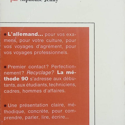 L’allemand en 90 leçons et en 90 jours – Alphonse Jenny – Méthode rapide d’apprentissage de l’allemand - Livre