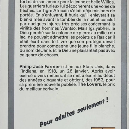 Le Tigre africain – Philip José Farmer – Roman de science-fiction – Titres/SF – Livre d’occasion - Livre