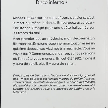 Sans Soleil Tome 1 – Disco Inferno – Jean-Christophe Grangé – Thriller noir dans le Paris des années 1980 - Livre