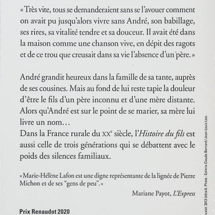 Histoire du fils – Marie-Hélène Lafon | Roman français, secrets de famille et saga générationnelle - Livre