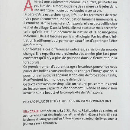 Terre noire – Rita Carelli – Roman d’apprentissage en Amazonie, nature, mythologie et peuples indigènes - Livre