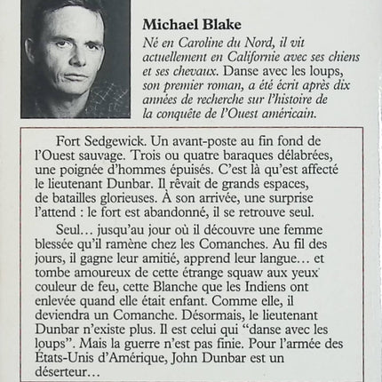 Danse avec les loups – Michael Blake – Roman historique sur les Indiens Sioux et la conquête de l’Ouest américain - Livre