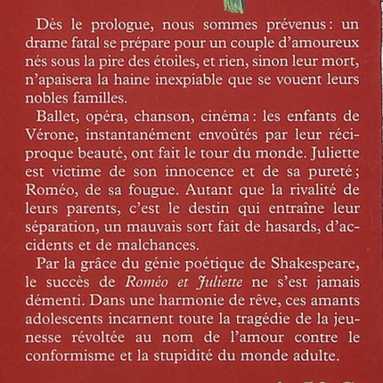 Roméo et Juliette – William Shakespeare – Tragédie classique et théâtre d'amour d'occasion - Livre