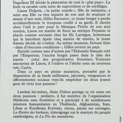 Les Seigneurs de la Haute-Lande - Alain Dubos - Roman landais - Gascogne - Landes - Amour - XIXe siècle - Livre